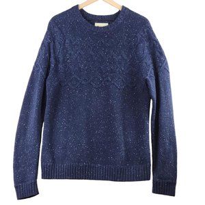 Haggar Clothing Cable Knit Crewneck Blue Sweater Size Large